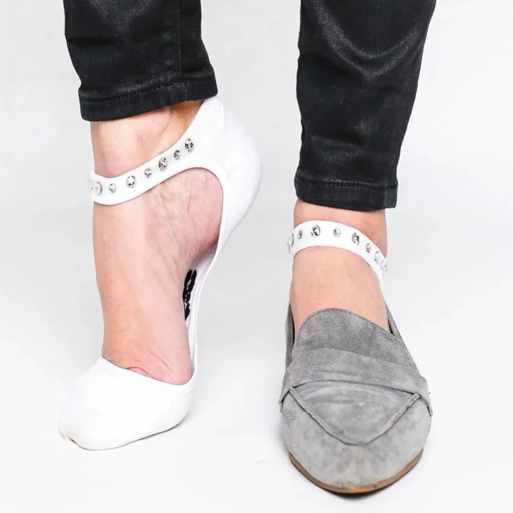 HIDEY SOCKS‎ Swarovski Crystal Embellished No Slip Socks NWT